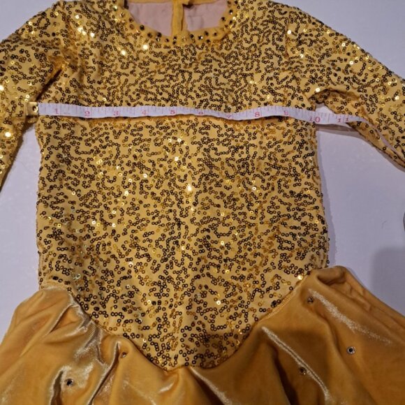Yellow custom made figure skating competition dress size 4-6 skate - Picture 3 of 4